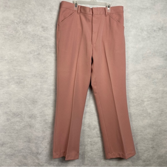 Vintage 70s Men’s Pants 36x31 Pink Flare Disco